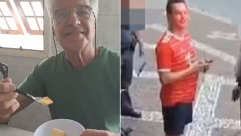 Neto de idoso morto após 'voadora' no peito 'se recusou a ir no enterro do avô', revelou o pai - Imagem: Reprodução | Arquivo Pessoal e Reprodução câmara de segurança