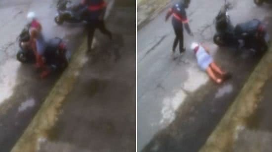 Caso aconteceu na Rua Pará, no bairro Paecará, em Vicente de Carvalho, no Guarujá. - Inagem: Reprodução/ Câmeras de monitoramento