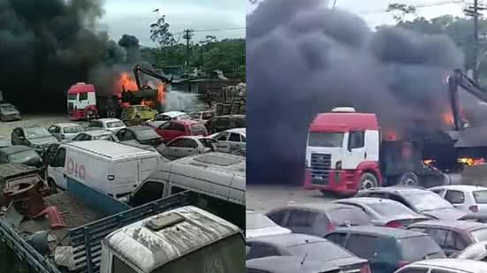 Não houve danos aos veículos de terceiros que estão apreendidos no local - Imagem: Divulgação/ Guarujá-Urgente/ Costa Norte