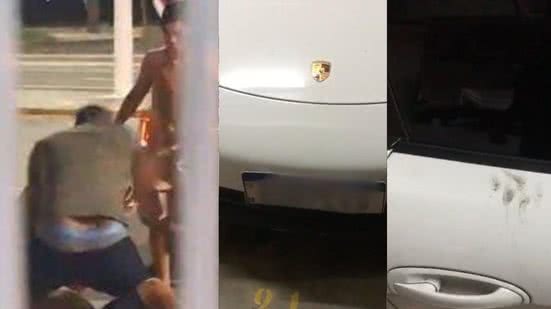 As autoridades localizaram o veículo, mas o agressor continua foragido - Imagem: Reprodução/ g1 e Polícia Militar