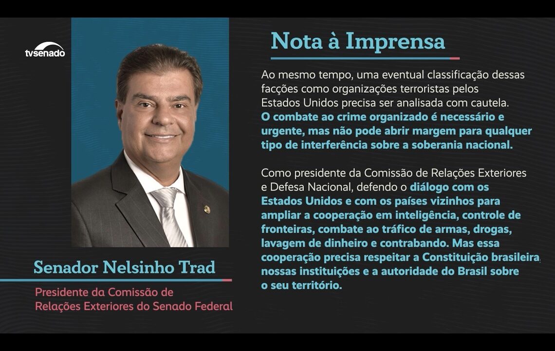 presidente da CRE pede cautela e defende soberania nacional — Senado Notícias
